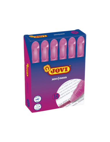 JOVI MARCADOR FLUORESCENTE JOVI!NEON DE GEL EN STICK 140MM ROSA CAJA 12 UD