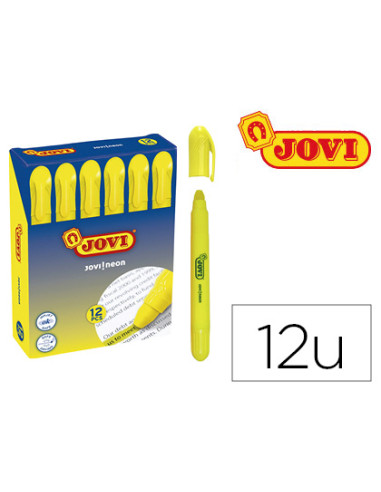 JOVI MARCADOR FLUORESCENTE JOVI!NEON DE GEL EN STICK 140MM AMARILLO CAJA 12 UD