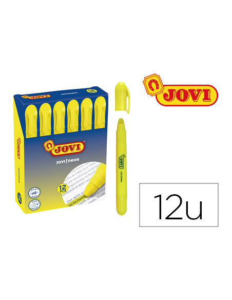 JOVI MARCADOR FLUORESCENTE JOVI!NEON DE GEL EN STICK 140MM AMARILLO CAJA 12 UD