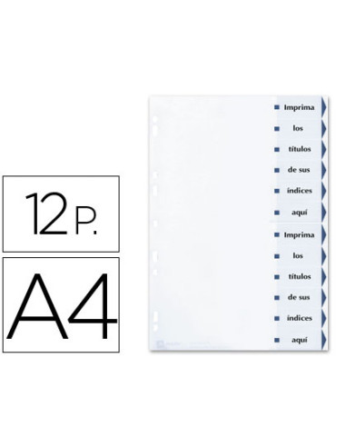 AVERY ÍNDICES SEPARADORES 12 PESTAÑAS PERSONALIZADAS INDEX MAKER SIN AGUJEROS 222X297MM BLANCO