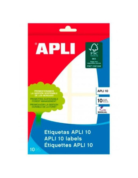 APLI ETIQUETAS ADHESIVAS 40X75MM ESCRITURA MANUAL C/ROMOS 4 X 10H BLANCO