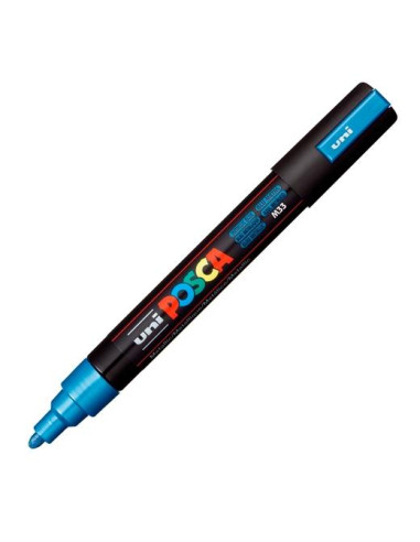 POSCA MARCADOR  PC-5M NO PERMANENTE PUNTA FORMA DE BALA 1,8 - 2,5 MM AZUL METÁLICO