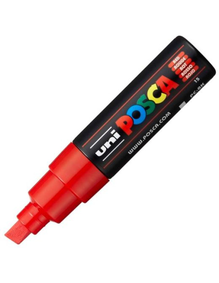 POSCA MARCADOR  PC-8K NO PERMANENTE PUNTA BISELADA 8.0MM ROJO