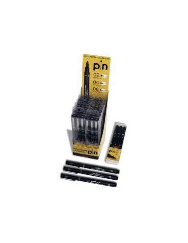 UNIBALL EXPOSITOR MARCADOR PERMANENTE NEGRO PINOX-200/12P CALIBRADOS ESTUCHE DE 3 (0,2-0,4 Y 0,8 MM) -12U-