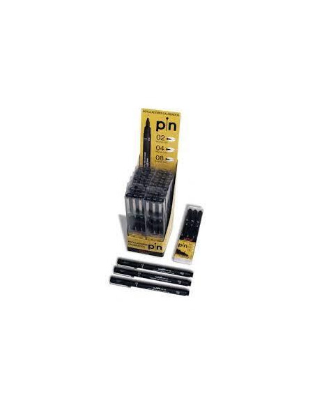 UNIBALL EXPOSITOR MARCADOR PERMANENTE NEGRO PINOX-200/12P CALIBRADOS ESTUCHE DE 3 (0,2-0,4 Y 0,8 MM) -12U-