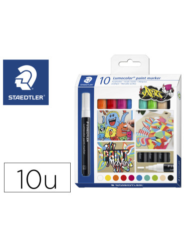 STAEDTLER MARCADOR ESPECIAL LUMOCOLOR 349 PERMANENTE ESTUCHE 10 C/SURTIDOS