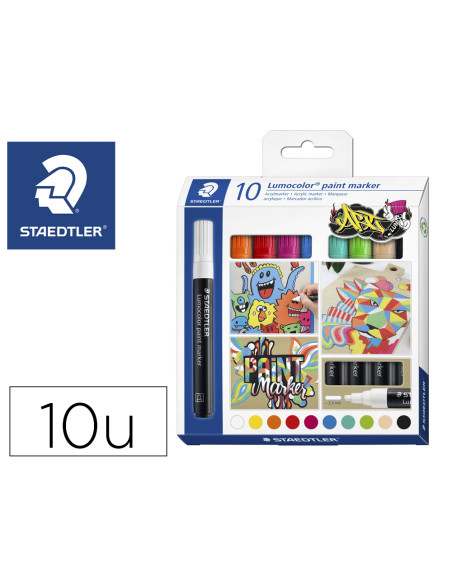 STAEDTLER MARCADOR ESPECIAL LUMOCOLOR 349 PERMANENTE ESTUCHE 10 C/SURTIDOS