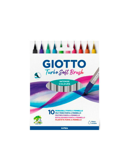 GIOTTO ROTULADORES TURBO SOFT BRUSH PUNTA PINCEL ESTUCHE DE 10 C/SURTIDOS