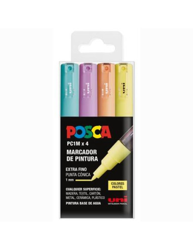 POSCA MARCADOR  PC-1M/4C NO PERMANENTE PUNTA FINA 0.7-1MM COLORES SURTIDOS PASTEL -4U-