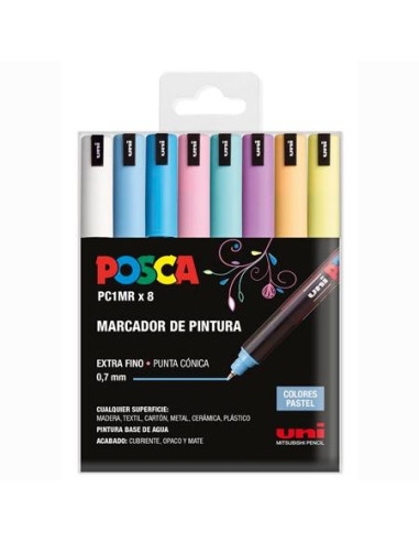 POSCA ESTUCHE BASIC MARCADOR  PC-1MR/8C COLORES SURTIDO PASTEL -8U-