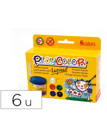 PLAYCOLOR SET 6 BOTES TÉMPERA LÍQUIDA BÁSIC 40ML C/SURTIDOS