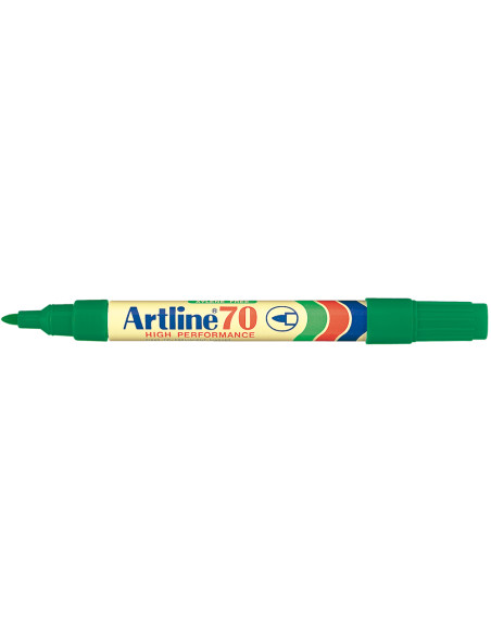 Rotulador artline marcador permanente ek-70 verde punta redonda 1.5 mm papel metal y cristal