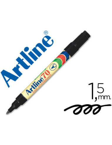 Rotulador artline marcador permanente ek-70 negro punta redonda 1.5 mm papel metal y cristal