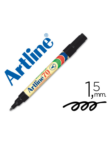 Rotulador artline marcador permanente ek-70 negro punta redonda 1.5 mm papel metal y cristal