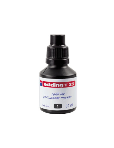 EDDING FRASCO DE TINTA T25 PARA ROTULADOR PERMANENTE 30ML NEGRO