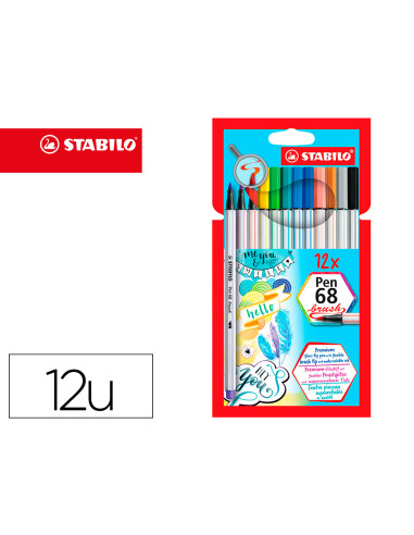 STABILO ROTULADORES PEN 68 BRUSH C/SURTIDOS ESTUCHE 12 UD