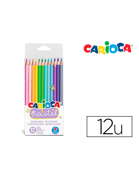 CARIOCA LÁPICES DE COLORES PASTEL SURTIDOS ESTUCHE 12 UD