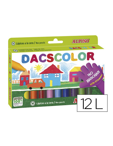 DACSCOLOR CERAS 80MM SEMIBLANDAS NO MANCHAN SURTIDOS -ESTUCHE DE 12U-