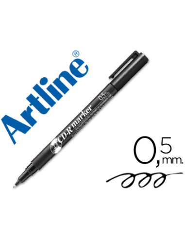 Rotulador artline para cd punta de fibra permanente ek-883 negro -punta redonda 0.5 mm