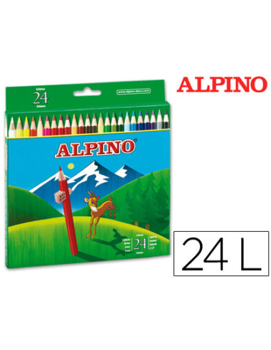 ALPINO LÁPICES DE COLORES 175MM C/SURTIDOS ESTUCHE 24 UD