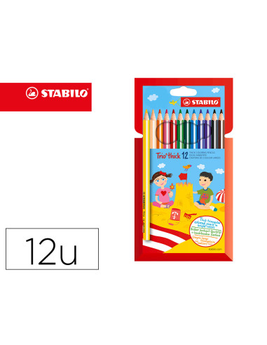 STABILO LÁPICES DE COLORES TRIO THICK C/SURTIDOS ESTUCHE 12 UD