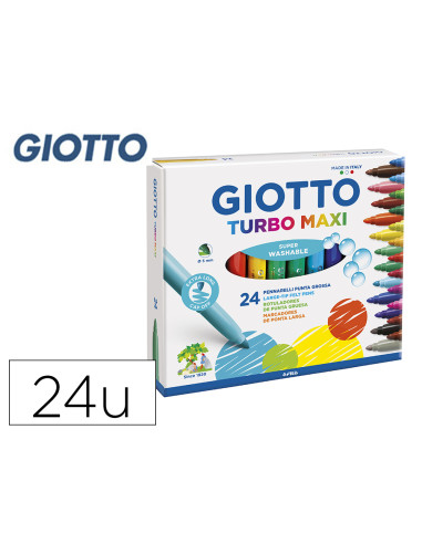 GIOTTO ROTULADORES TURBO MAXI COLORES SURTIDOS ESTUCHE 24 UD