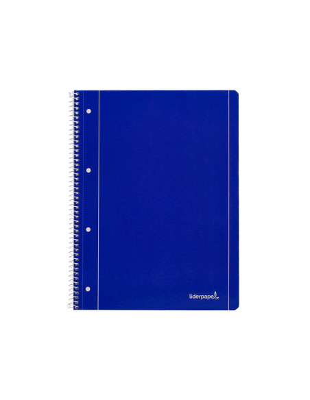 Cuaderno espiral liderpapel a4 micro serie azul tapa blanda 80h 75 gr liso con margen 4 taladros azul