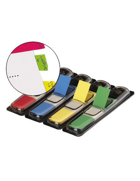 POST-IT INDEX ROJO, AZUL,AMARILLO, VERDE - 4 DISPENSADORES STD 4X35