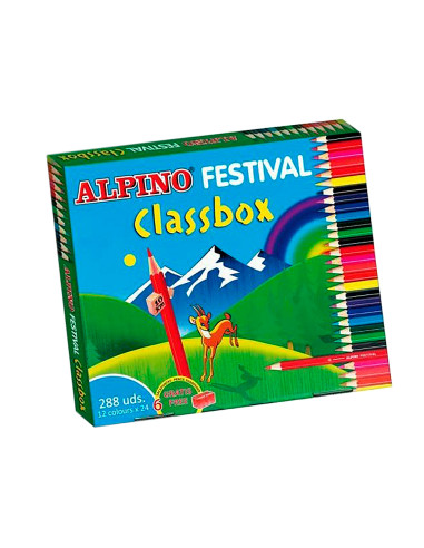 ALPINO LÁPICES DE COLORES FESTIVAL CLASSBOX C/SURTIDOS PACK ECONOMY CAJA 288 UD