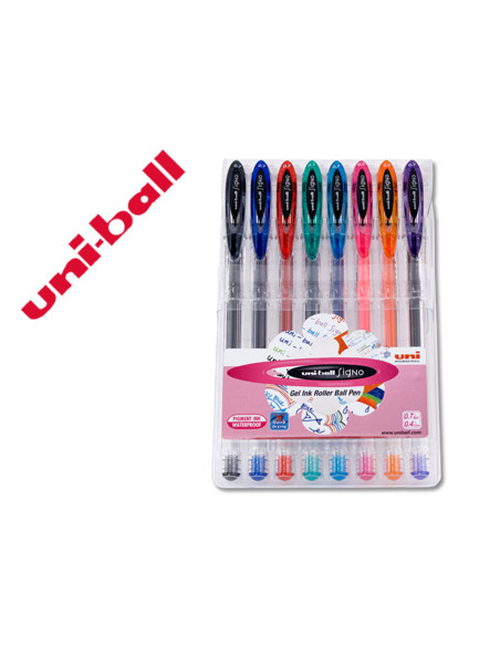 UNIBALL ROLLERBALL SIGNO UM-120 BÁSICO 0.7MM COLORES SURTIDOS ESTUCHE 8 UD