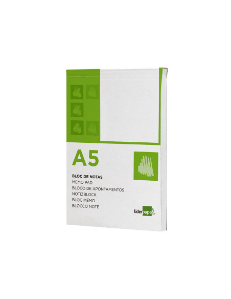 Bloc notas liderpapel liso a5 80 hojas 60g/m2 perforado