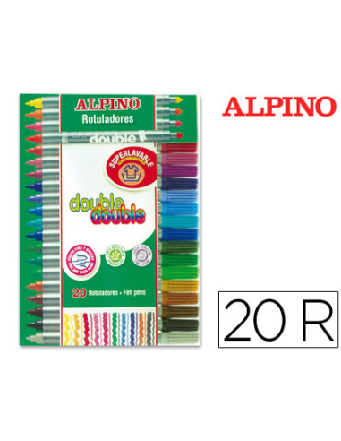 ALPINO ROTULADORES DOUBLE DOBLE PUNTA FINA/GRUESA ESTUCHE 20 C/SURTIDOS