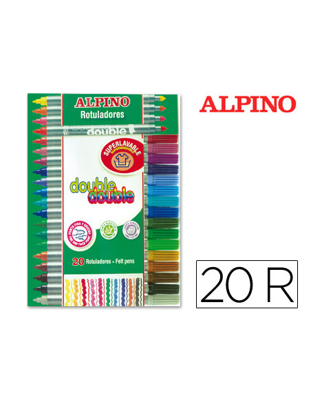 ALPINO ROTULADORES DOUBLE DOBLE PUNTA FINA/GRUESA ESTUCHE 20 C/SURTIDOS