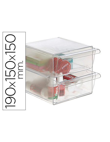 ARCHIVO 2000 ORGANIZADOR ARCHICUBO 2 CAJONES 190X150X150 MM CRISTAL TRANSPARENTE