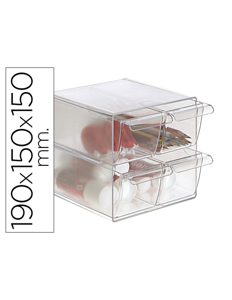 ARCHIVO 2000 ORGANIZADOR ARCHICUBO 4 CAJONES 190X150X150 MM CRISTAL TRANSPARENTE