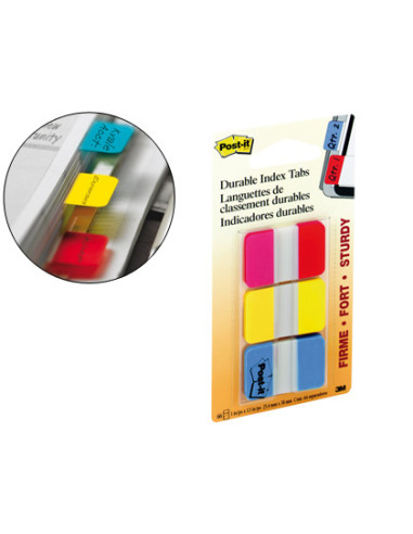 POST-IT INDEX RIGIDO ROJO AZUL AMARILLO - 3 DISPENSADORES STD 3X22