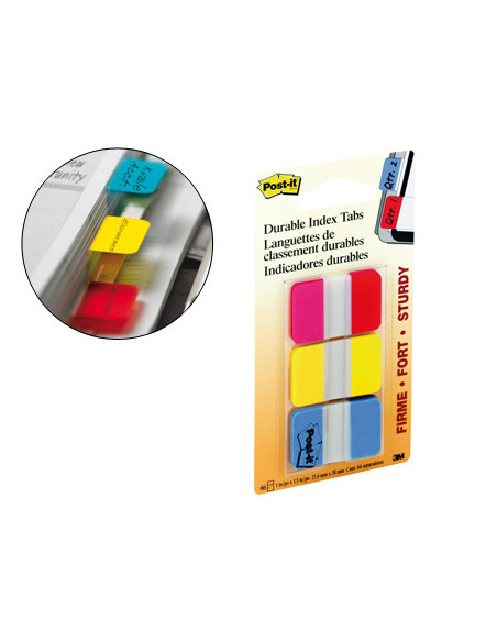 POST-IT INDEX RIGIDO ROJO AZUL AMARILLO - 3 DISPENSADORES STD 3X22