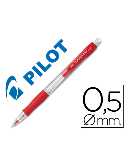 PILOT PORTAMINAS H-185 SUPERGRIP 0.5 CON GOMA ROJO