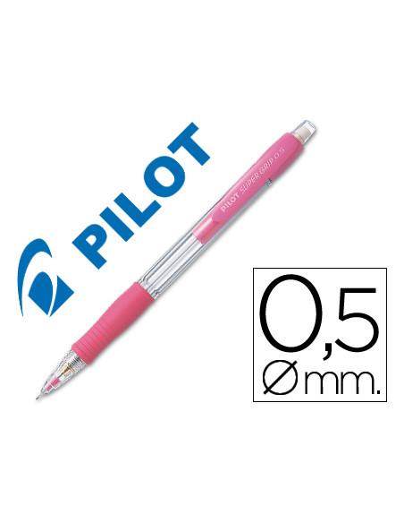 PILOT PORTAMINAS H-185 SUPERGRIP 0.5 CON GOMA ROSA