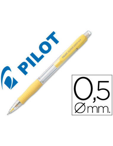 PILOT PORTAMINAS H-185 SUPERGRIP 0.5 CON GOMA AMARILLO