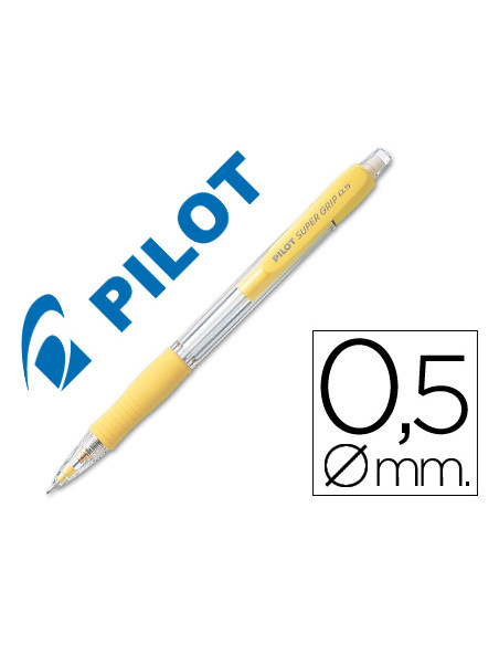 PILOT PORTAMINAS H-185 SUPERGRIP 0.5 CON GOMA AMARILLO