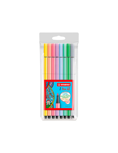 STABILO ROTULADORES PEN 68 C/SURTIDOS PASTEL ESTUCHE 8 UD