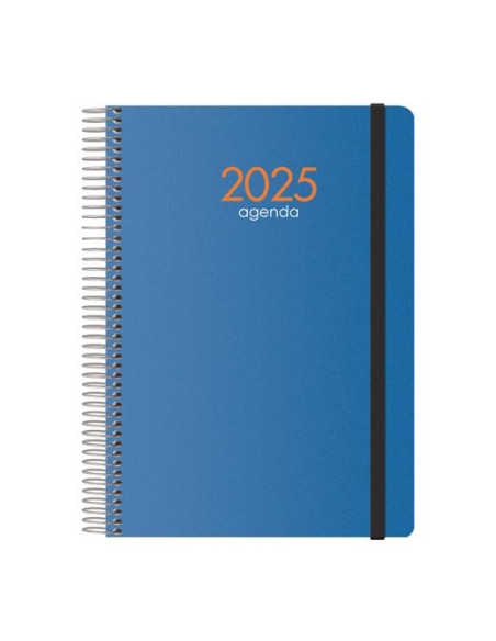 DOHE AGENDA ANUAL SYNCRO ESPIRAL 15X21CM S/V CIERRE C/GOMA PP AZUL 2025