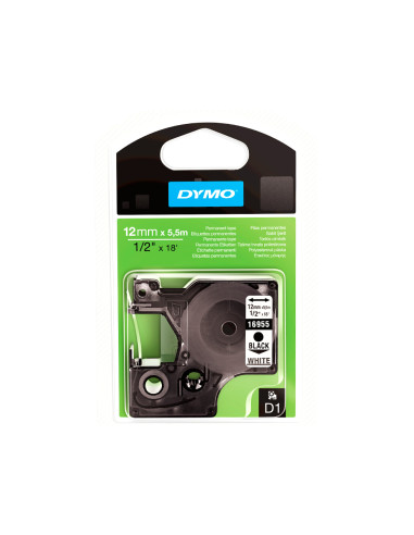 DYMO CINTA DE POLIESTER PERMANENTE D1 16959, NEGRO SOBRE BLANCO DE 12MMX5.5MM