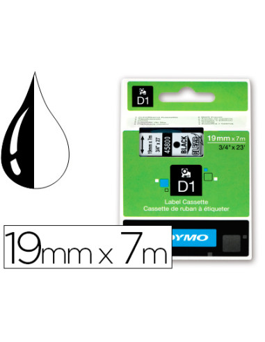 DYMO CINTA DE TRANSFERENCIA TÉRMICA D1 45800. ETIQUETAS ESTÁNDAR NEGRO SOBRE TRANSPARENTE DE 19MMX7M. POLIESTER AUTOADHESIVA....