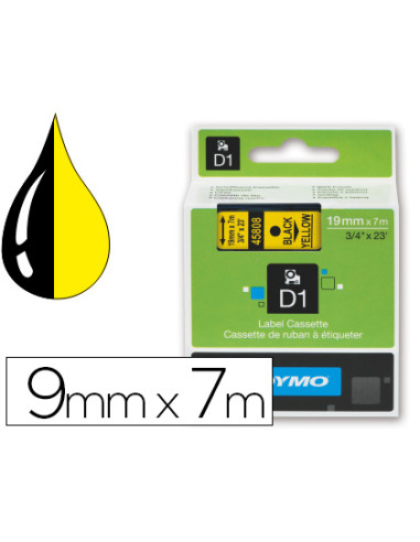 DYMO CINTA DE TRANSFERENCIA TERMICA D1 40918. NEGRO SOBRE AMARILLO DE 9MMX7M. POLIESTER AUTOADHESIVA