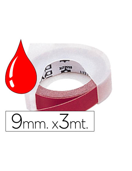 Cinta dymo 3d 9mm x 3 mt roja tradicional