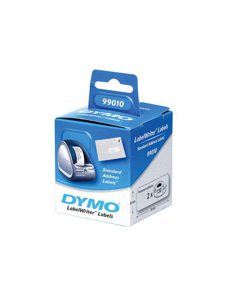 DYMO ETIQUETAS DE TRANSFERENCIA TERMICA LABEL WRITER 99010, NEGRO SOBRE BLANCO 28X89MM (A X L). 2 ROLLOS 130 UDS