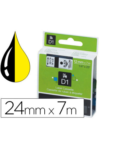 DYMO CINTA DE TRANSFERENCIA TERMICA D1 53718. ETIQUETAS ESTÁNDAR NEGRO SOBRE AMARILLO DE 24MMX7M. POLIESTER AUTOADHESIVA. ROT...