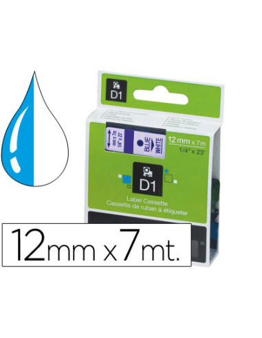 DYMO CINTA DE TRANSFERENCIA TERMICA D1 45014. ETIQUETAS ESTÁNDAR AZUL SOBRE BLANCO DE 12MMX7M. POLIESTER AUTOADHESIVA. ROTULA...